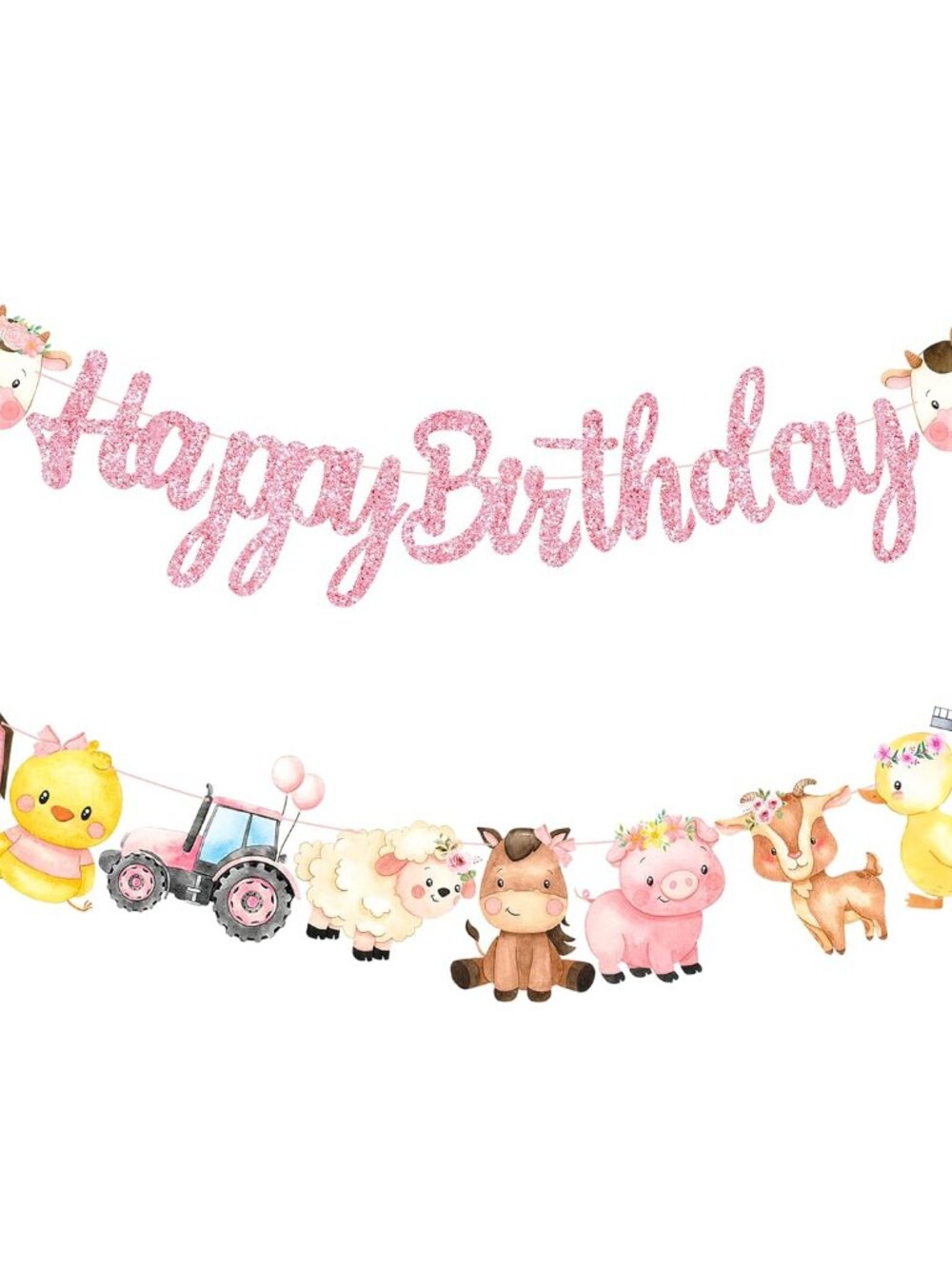 Farm Animal Happy Birthday Banner Farm Animals Birthday Party Decoration 2Pcs Ba